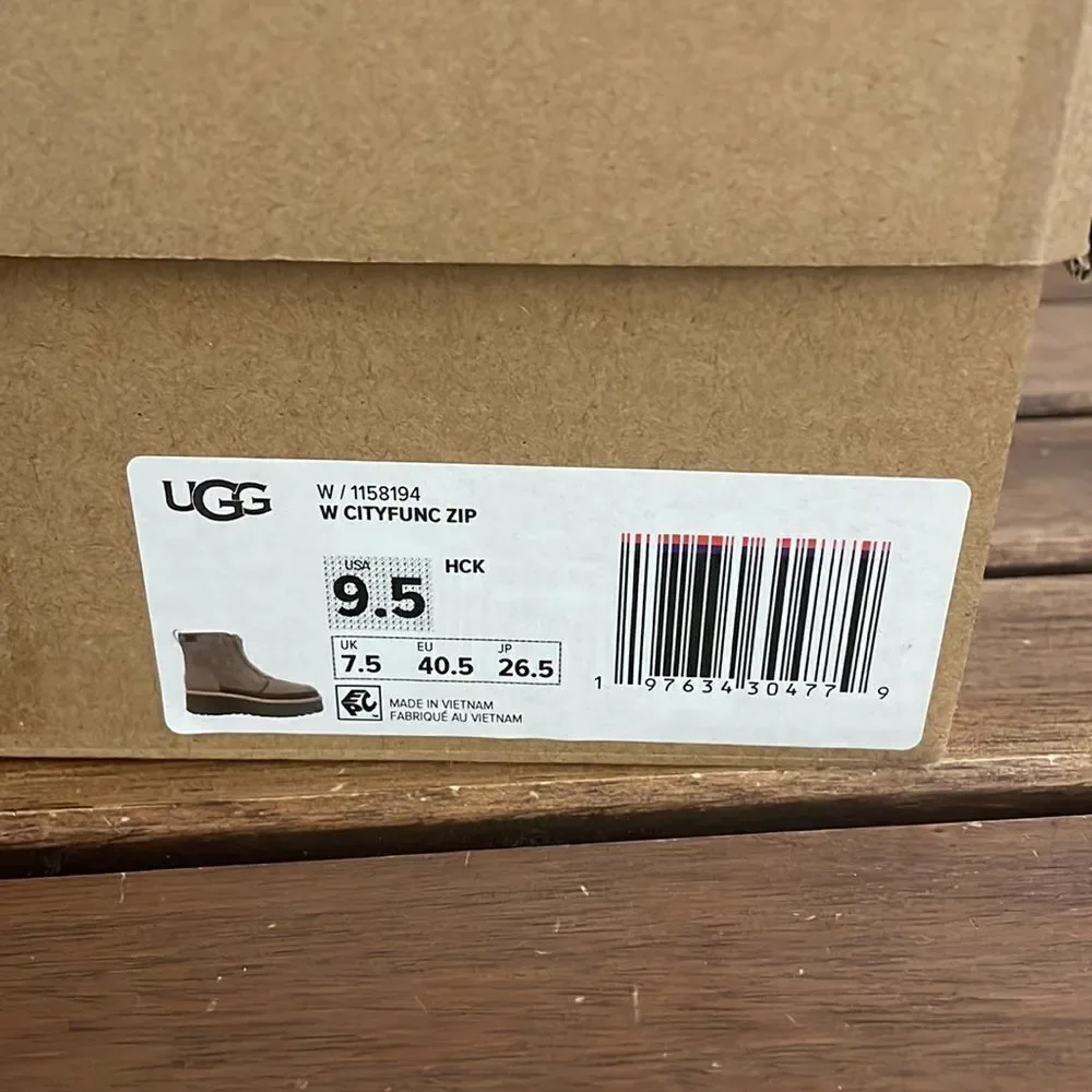 UGG Cityfunc Zip Boots Hickory USA Women Size 9.5/UK 7.5/EU 40.5